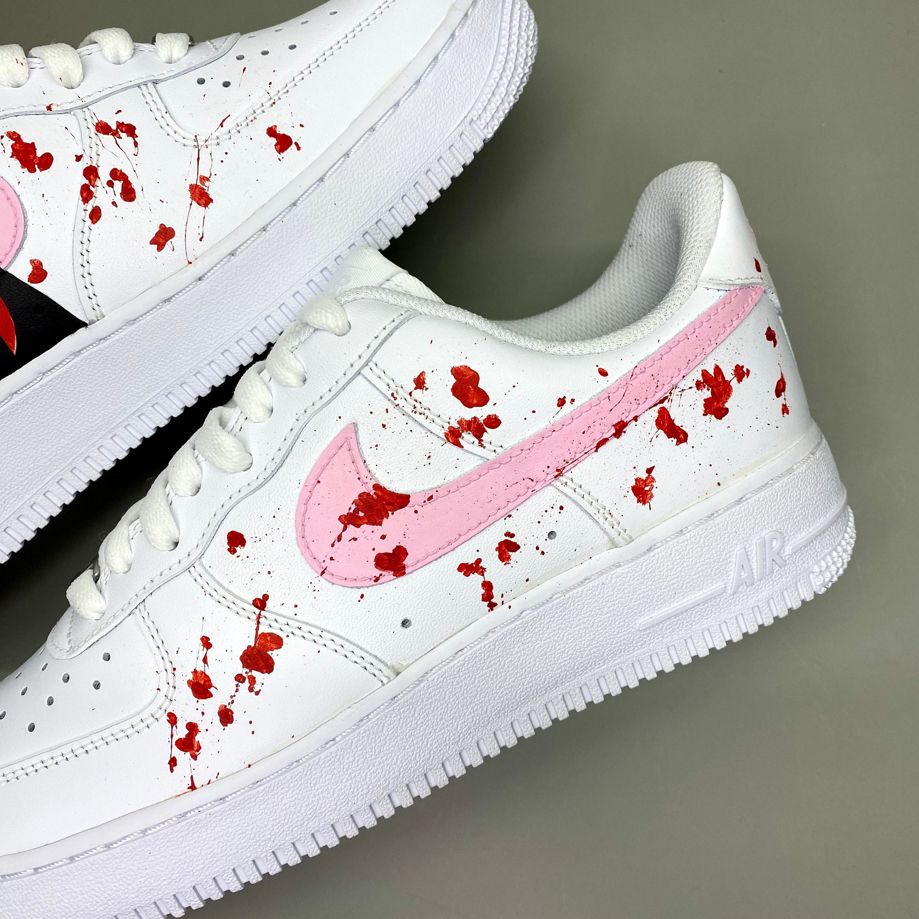 Nike Air Force 1 Custom Sneakers Blood Drip Splatter Red Black