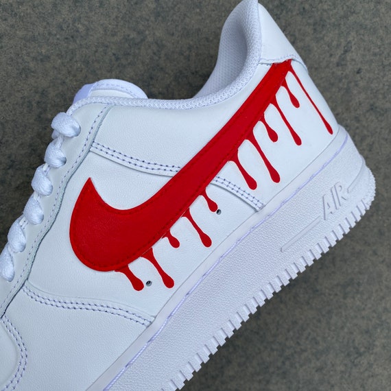 Buy Red Drip Swoosh Outline Custom Air Force 1's af1s Online in India 