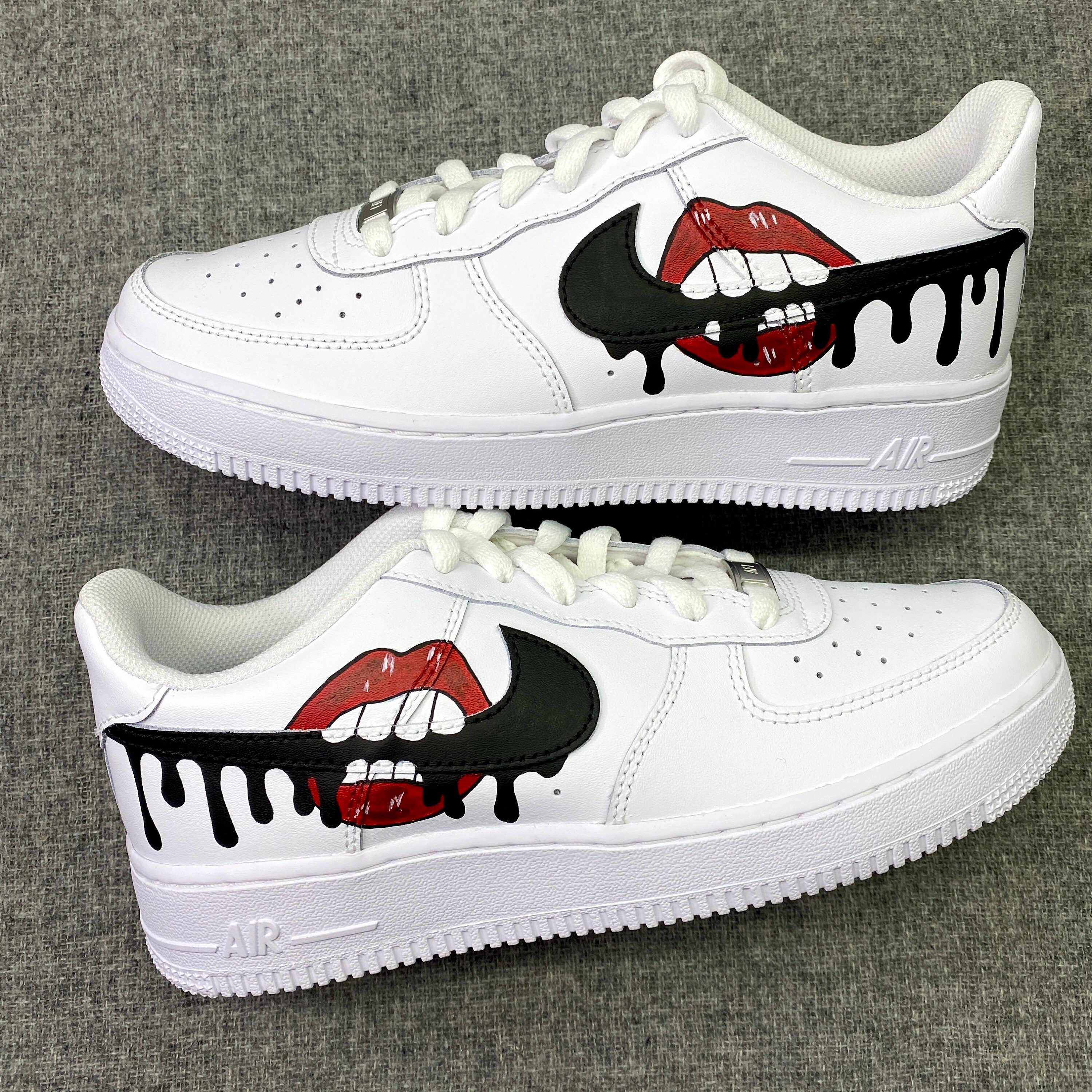 Custom Sneakers AF1 Nike Air Force 1 Red Drip Lips hand -  Norway