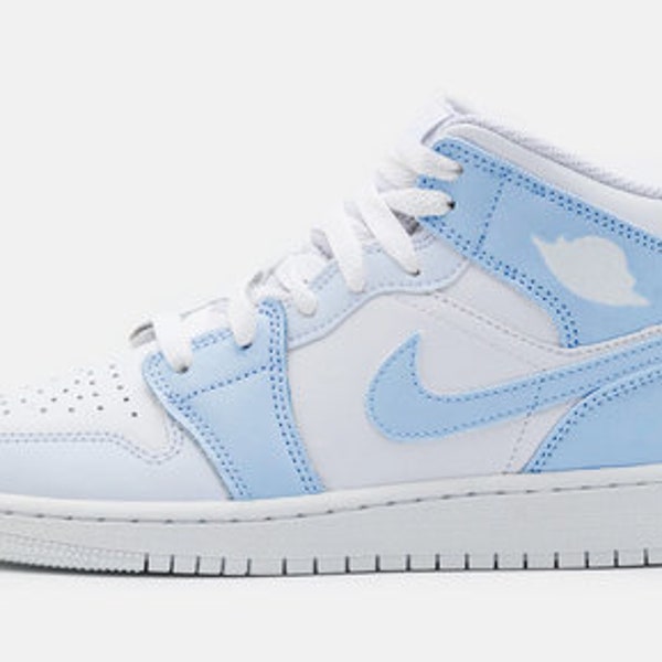 Air Jordan 1 Mid, Custom sneakers, Ice Frozen Blue