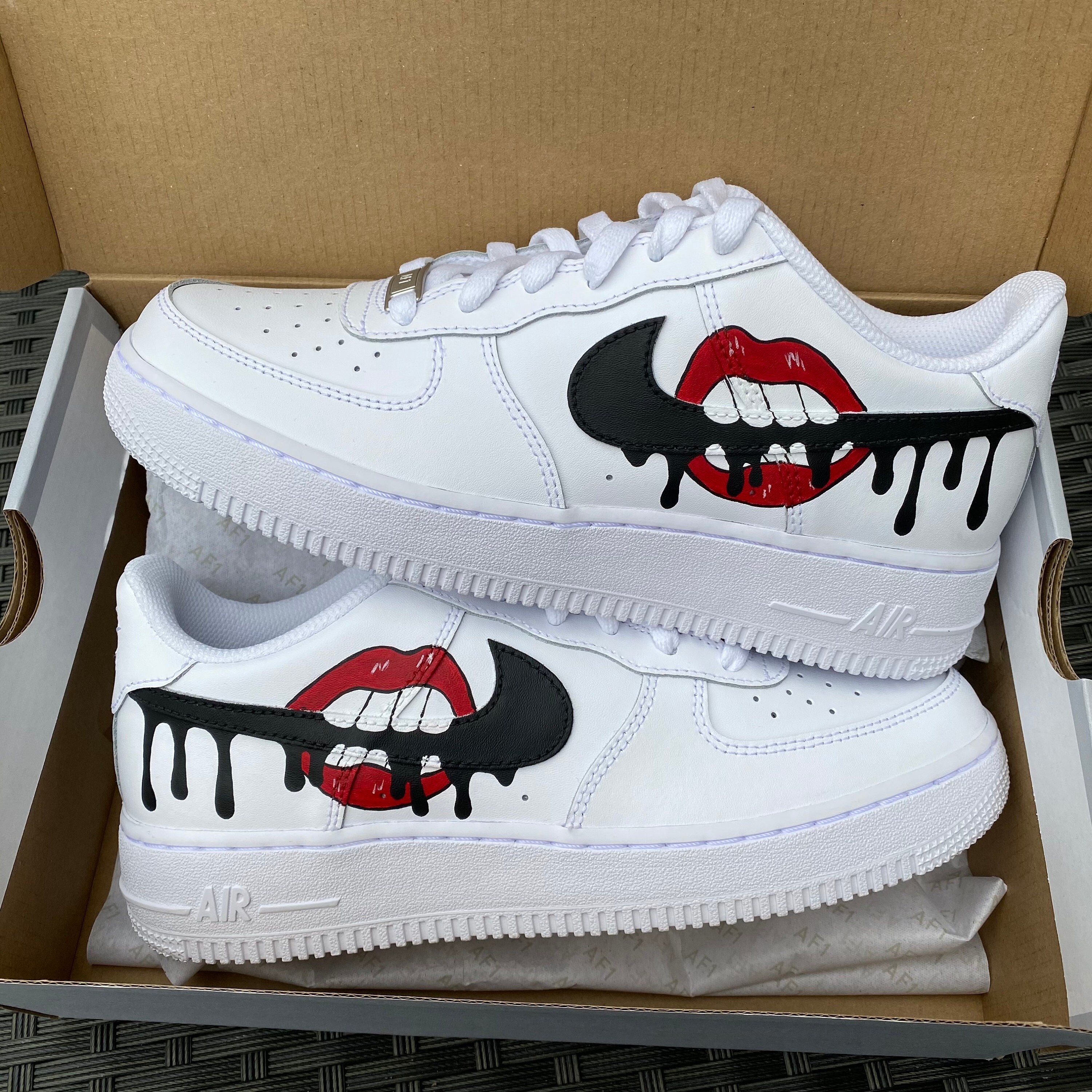 Custom Sneakers AF1 Nike Air Force Drip Lips hand Painted | Etsy