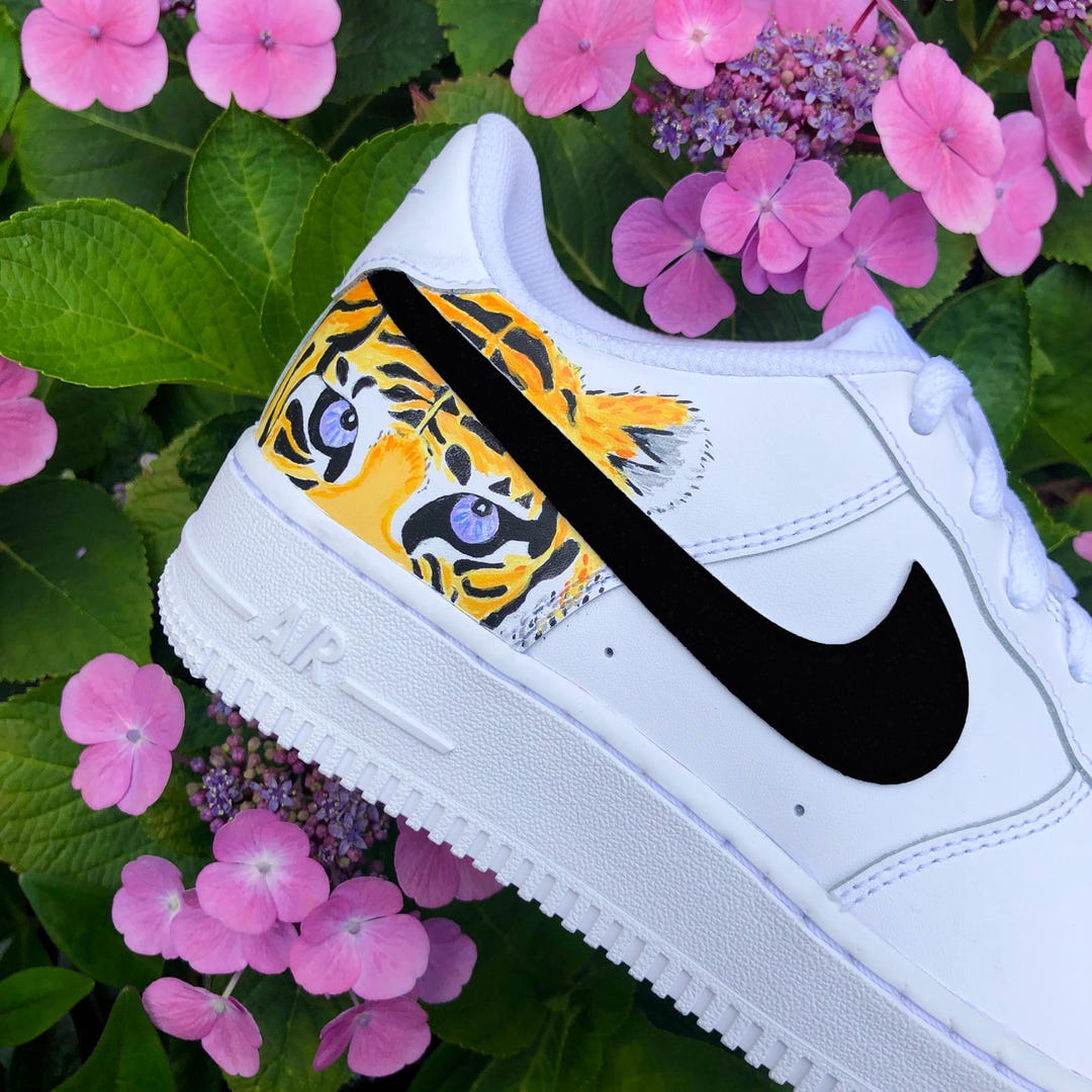 Air Force 1, zapatillas Nike personalizadas, cabeza de tigre