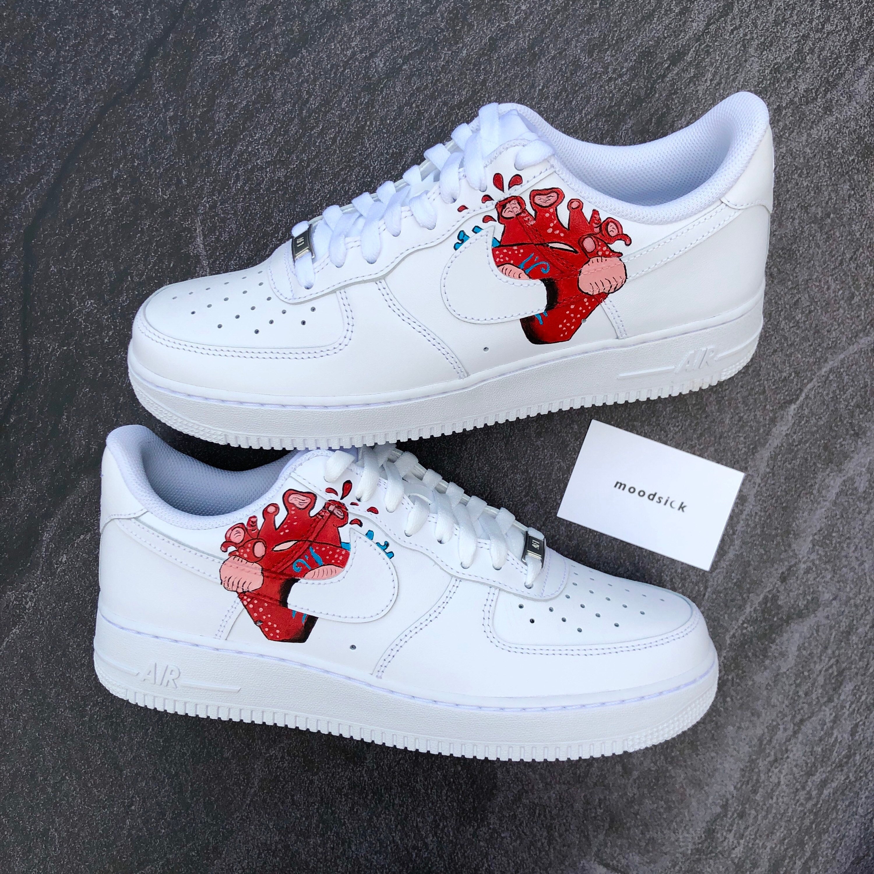 Nike Air Force 1 Custom Sneakers Hand Painted Art Heart - Etsy