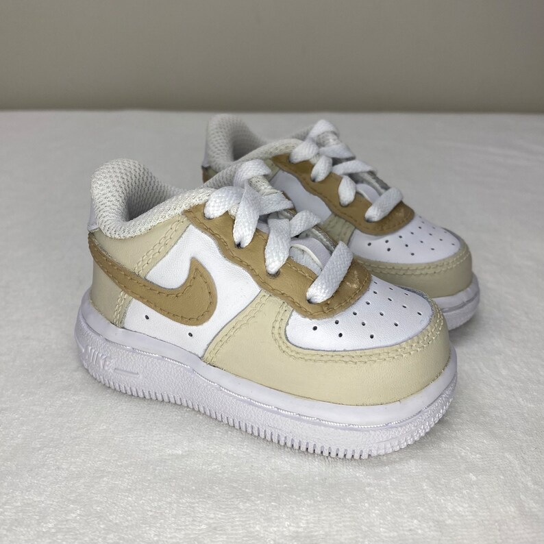 Air force 1 Nike, Custom Baby Sneakers, Beige taupe brown, Newborn sneakers, Babyshower gift zdjęcie 6