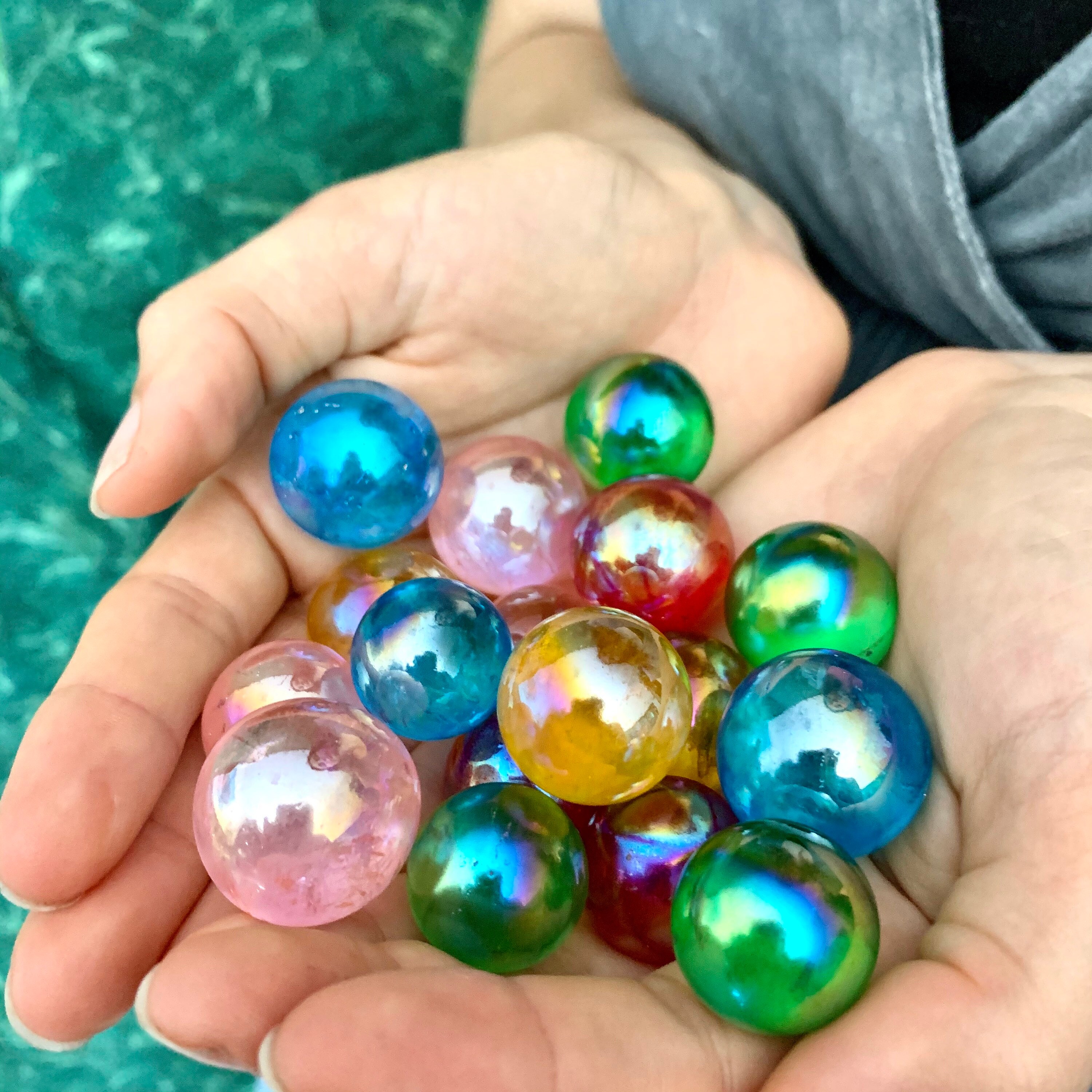 Guarigione di alta qualà cristallo naturale arcobaleno ossidiana palma pietre preziose energia minerale Reiki decorazioni per la casa minerale regalo colorato  15