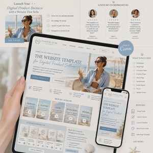 Canva Website Template for Digital Products | Digital Marketing Website | Mobile Friendly Canva Site | Editable