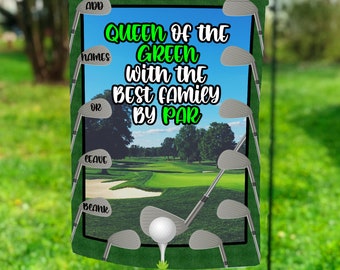 12x18 Garden Flag Sublimation DESIGN Personalize Golf Queen of the Green Best Family by Par Digital Download PNG Sublimation Digital ONLY