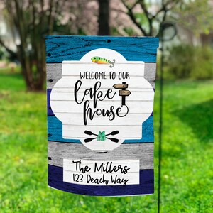 12x18 Garden Flag Sublimation Faux Wood  Welcome to the Lake House Sublimation Design Digital Download PNG Digital Download