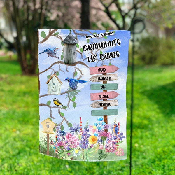 12x18 Garden Flag Sublimation Design Garden Wildflower Birds and Bird House Sign 6 spot Blank Personalize Digital PNG Flag Digital ONLY