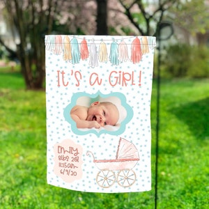 12x18 Garden Flag Sublimation Design Baby Its a Girl with Photo Frame Digital Download PNG for Sublimation Flag Digital ONLY Personalize