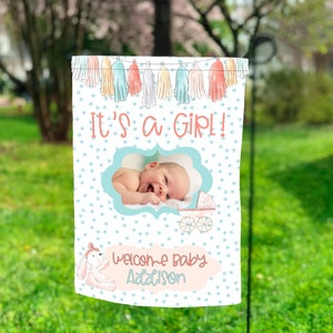 12x18 Garden Flag Sublimation Design Baby Its a Girl with Photo Frame Digital Download PNG for Sublimation Flag Digital ONLY Personalize