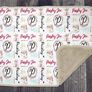 Baby Blanket Sublimatie Template PNG en Photoshop Slimme Objecten met instructies Girl Fox Thema 10x10 paneel
