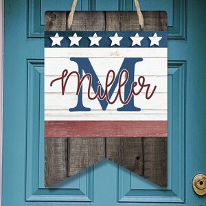 Bunting Door Hanger Americana Faux Wood Sublimation Design for Aparecium Design Co blank Digital Download PNG