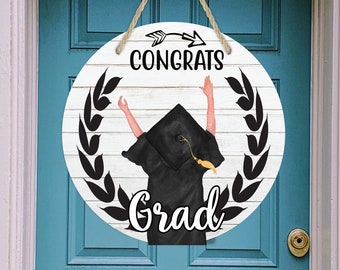Puerta redonda Hanger Sublimation Graduación Cap Felicidades Grad diseño para Aparecium Design CO 12 pulgadas Hardboard Blank Digital Descargar PNG