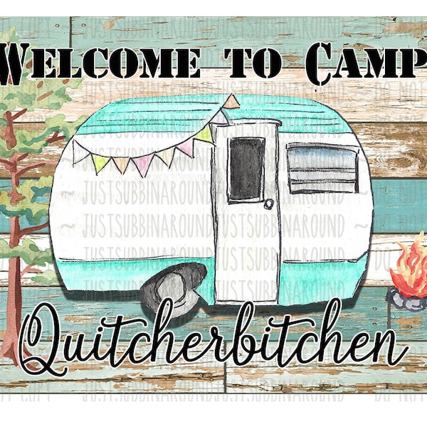 Camping Cutting Board ontwerp "Quitcherbitchen" voor sublimatie ontwerp downloaden
