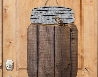 Mason Jar Sublimation Design Plain Wood and Tin Background Rustic Digital Download PNG file for Aparecium's Mason Jar template