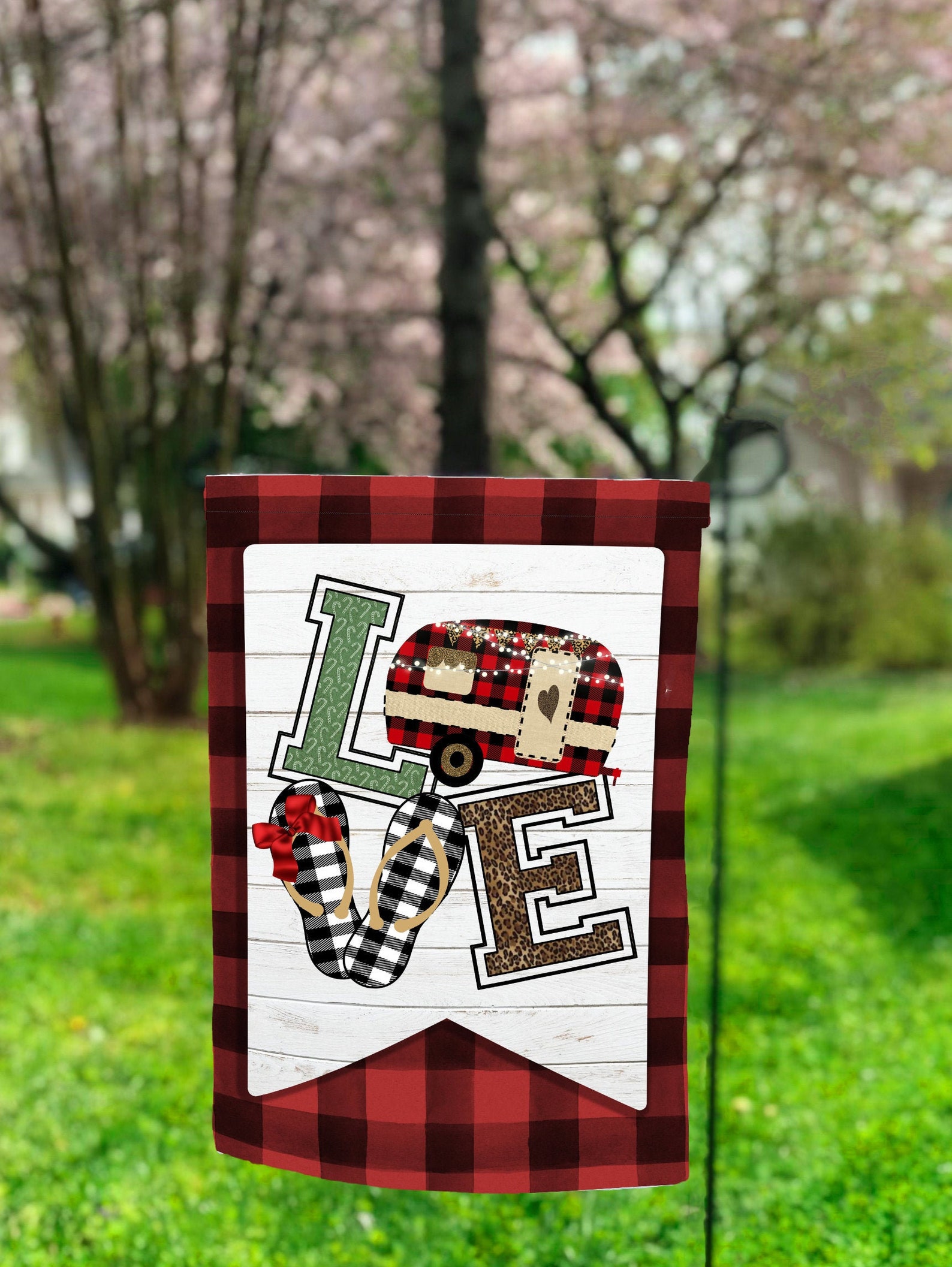 12x18 Garden Flag Sublimation Design Camper Love Buffalo Plaid Etsy