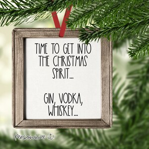 Square Christmas Ornament Design Funny Faux Frame Christmas Spirits Alcohol Sublimation Design PNG Ornament Square Sublimation DIGITAL