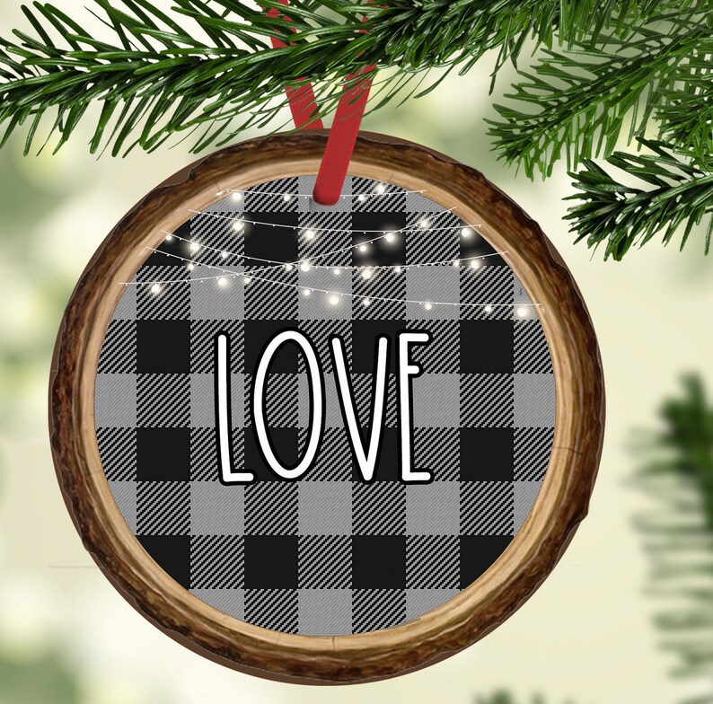 Round Ornament 10 Design Bundle Farmhouse Inspired Gray Buffalo Plaid Merry Christmas Sublimation Aparecium Design Co Digital Design PNG image 7