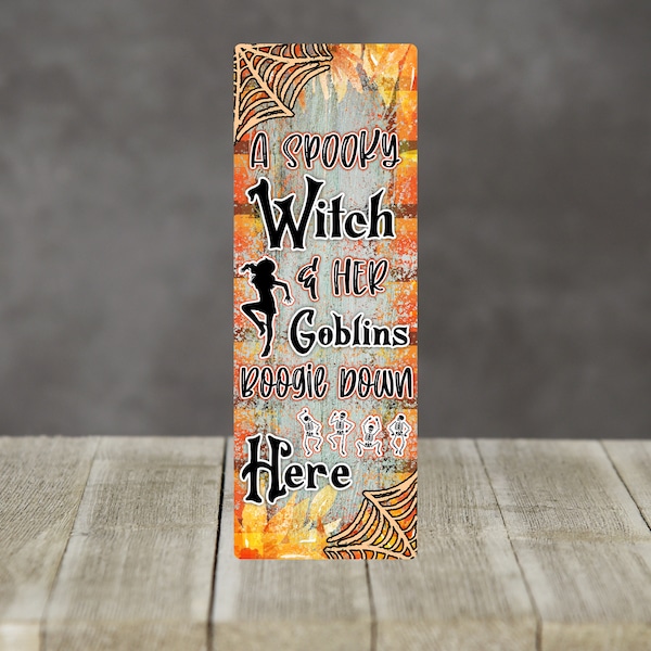 Vertical Board Sublimation Design Halloween and Witch and her Goblins Boogie Down here Sublimation Digital Aparecium Design Co Blank PNG