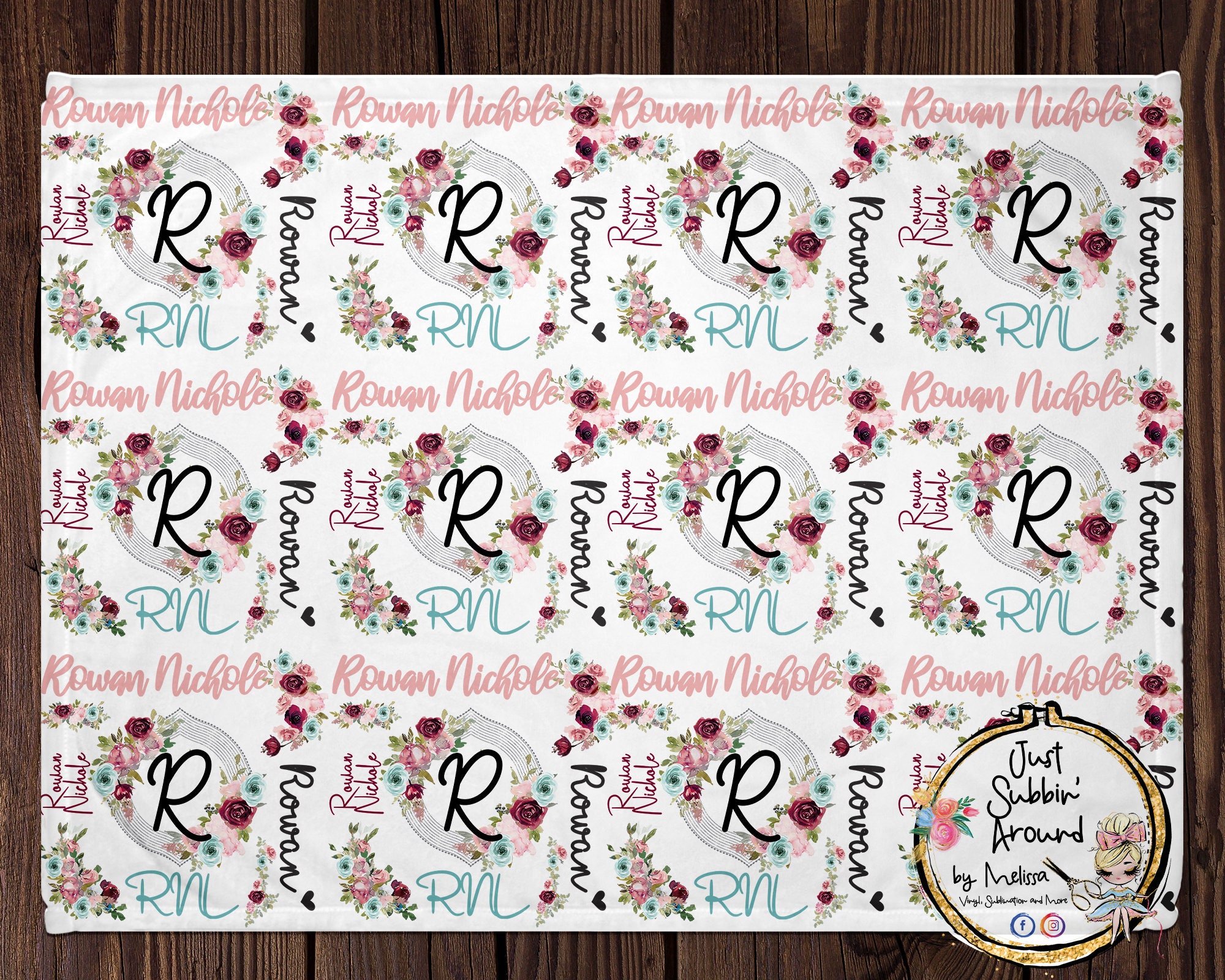 Baby Blanket Sublimation Template PNG and Photoshop Smart Objects with  instructions Girl Floral Theme 10x10 panel