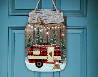 Mason Jar Sublimation Design Winter Christmas Camper Camping Rustic Digital Download 2 PNG files for Ashley Dodd's Mason Jar template