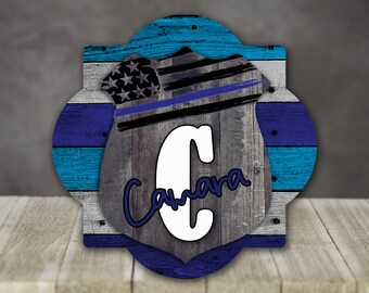 Quatrefoil Police CHP Shield and Blue Faux Wood Distressed Flag Blank Sublimation Design for Personalization fits Aparecium Blanks PNG