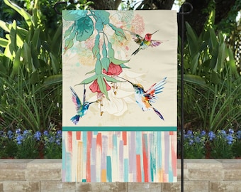 12x18 Jardín Bandera Sublimación Diseño Primavera Colibrí y Floral Descarga digital PNG para sublimación Poliéster Bandera Digital SOLAMENTE