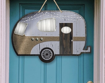 Camper puerta colgante Vintage Retro Camping Camper Sublimation Design for Aparecium Design Co blank Digital Download PNG Rustic Trailer