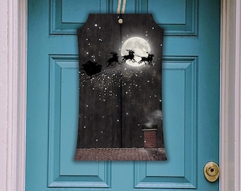 Flying Santa Through The Night Gift Tag Door Hanger Digital Download PNG files for Ashley Dodd's Gift Tag template
