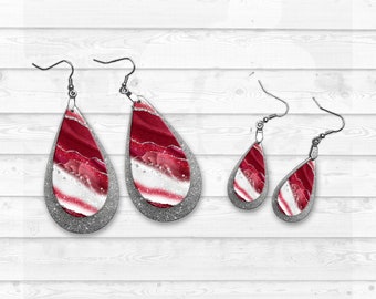 Tear Drop Earring Sublimation Glitter Milky Way Red Glitter Valentine New Years Design for Aparecium Design Co Blanks Digital Download PNG