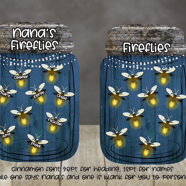 Mason Jar Digital Sublimation Design for Aparecium Design Company Door Hanger Nana's Fireflies and blank bundle Mason Jar PNG Blanks