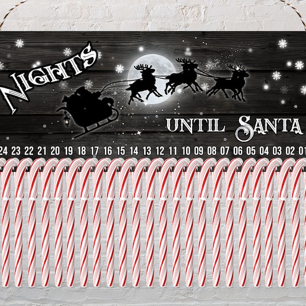 Candy Cane Countdown Advent Sublimation Design Christmas Hanger Nights unit Santa Digital Download PNG files for Aparecium Design template