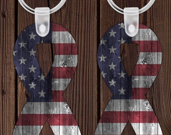 Awareness Ribbon Keychain Sublimation Design Distressed Flag for Aparecium Design Co Blanks PNG Download key chain template