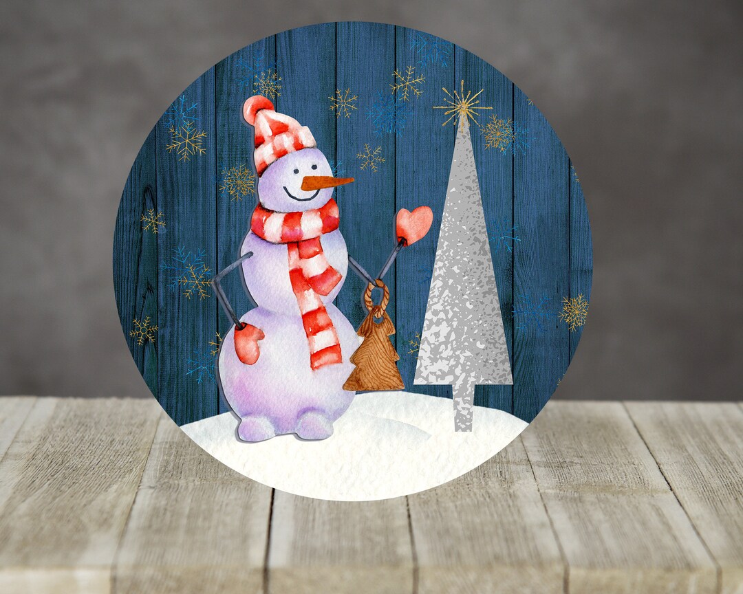 12.5 Round Door Hanger Snowman Christmas Sublimation Design to Fit ...