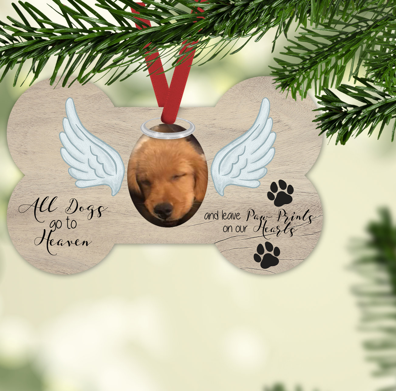 Dog Bone Memorial Picture Ornament Sublimation Dogs Go to Heaven PNG for Ashley Dodd Ornament From Aparecium Design Co Etsy Canada