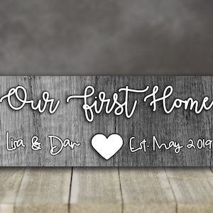 Rectangular Door Hanger Hardboard Our First Home Sublimation Design PNG for Aparecium Design CO Blank Instant Digital Download