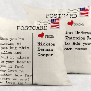 Digitale Sublimation Design PNG Postkarte mit Flagge stempel fügen Sie Text umarmt dieses Kissen Verwendung auf vielen Untergründen Namen Miss You Aparecium
