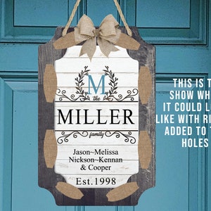 Fancy Door Hanger with Holes for Ribbon Personalize Family Monogram Sublimation Design PNG for Blank from Aparecium Design Digital Download