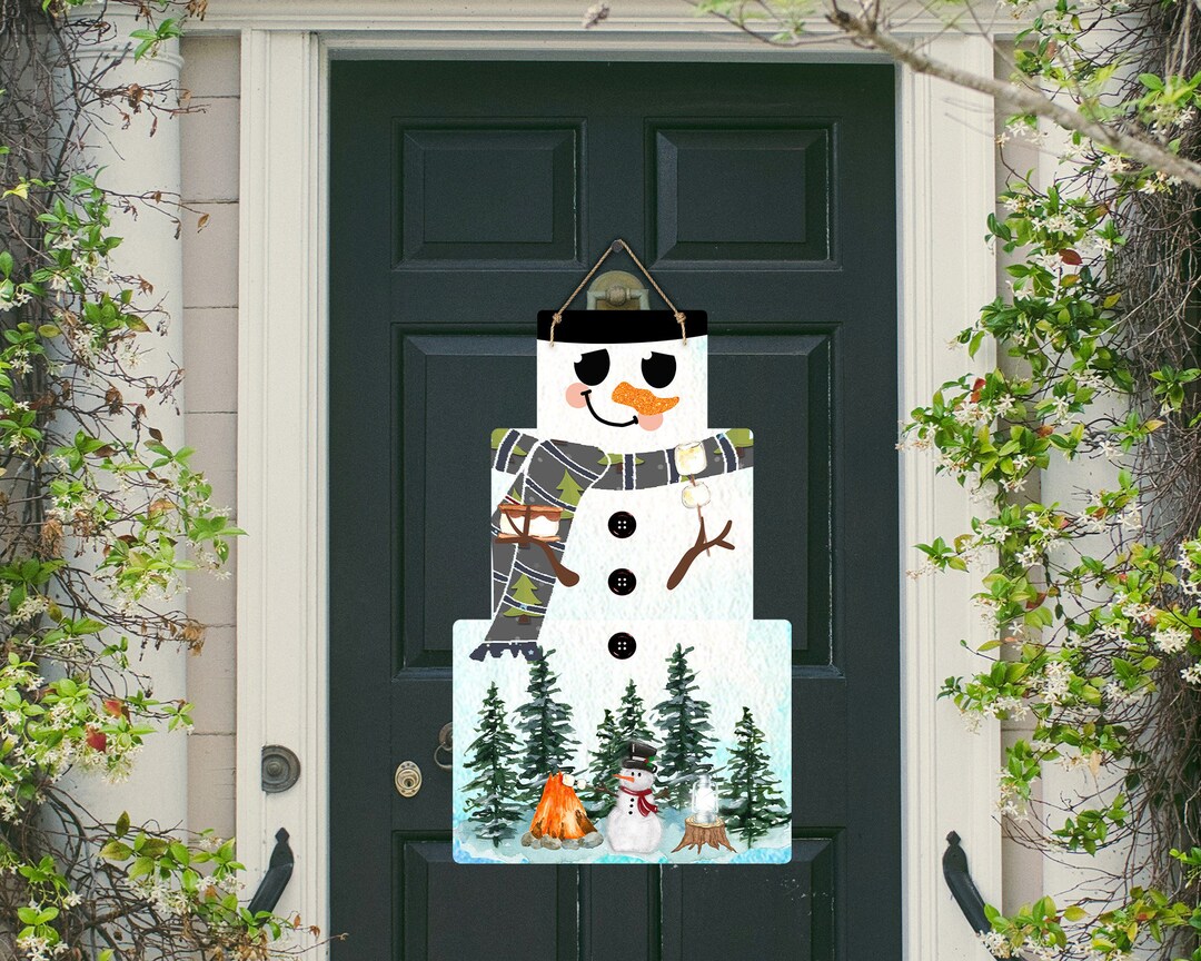 Stacked Present Design Sublimation Door Hanger Christmas Winter Snowman ...