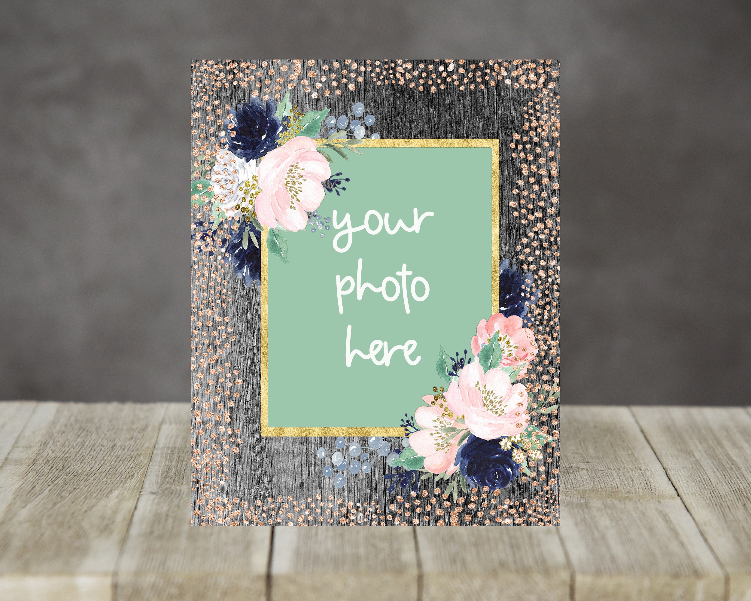 Hardboard Photo Frame for Sublimation Navy Gold and Blush Etsy