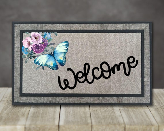 Home Depot Teppich Buttefly Willkommen Sublimation Design Digital Design und Instant Download personalisieren Es! Willkommen und Schmetterling Bild getrennt