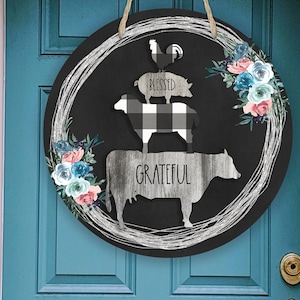Round Door Hanger Stacked Farm Animals Bundle Sublimation Design for 12 inch Round Hardboard Blanks Digital Download PNG