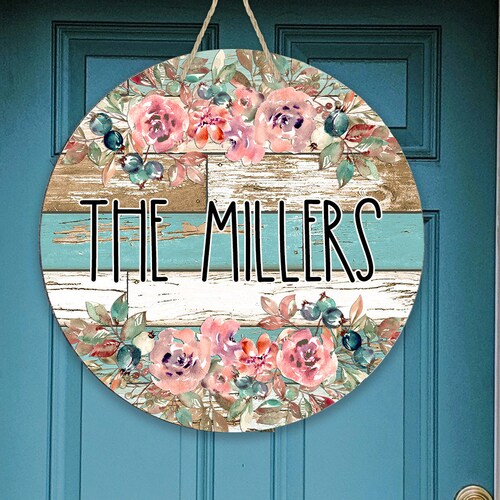 Round Sublimation Door Hanger Mr and Mrs Monogram Digital Etsy