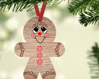 Gingerbread Boy Ornament Sublimation Winter Christmas Ornament Design 2 color bundle DIGITAL Download  PNG file for Ashley Dodd's Blanks