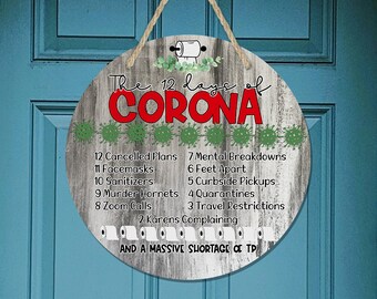Round Door Hanger Chrismtas 12 Días de Diseño de Sublimación Corona para tamaño redondo de 12 pulgadas hacia abajo para adornos Blanks PNG Digital Descargar