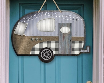 Camper puerta colgante Vintage Retro Camping Camper Sublimation Design for Aparecium Design Co blank Digital Download PNG Rustic Trailer