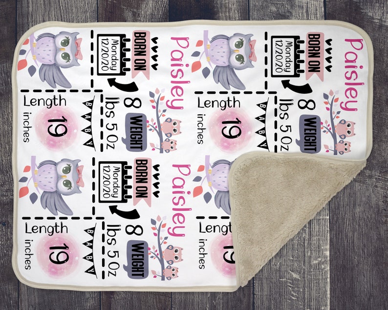 Baby Blanket Sublimation Template PNG Template Text Girl Owl Etsy