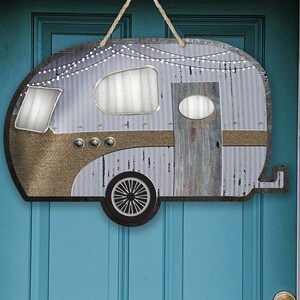 Camper Door Hanger Vintage Retro Camping Camper Sublimation Design for Aparecium Design Co blank Digital Download PNG Rustic Trailer