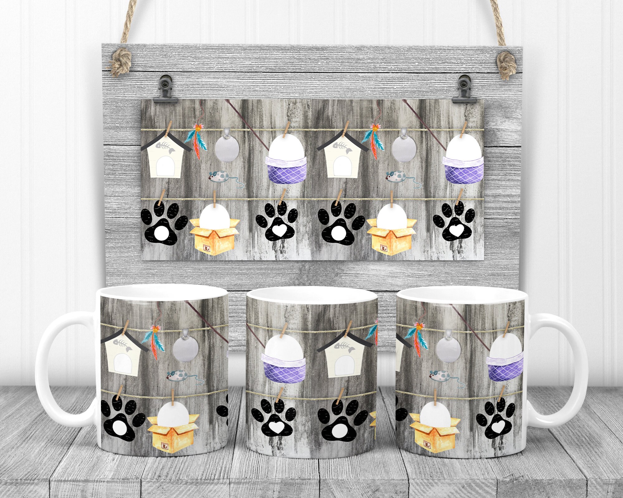 Sublimation Mug Cat Full Wrap Photo Frame Digital Design for Etsy UK